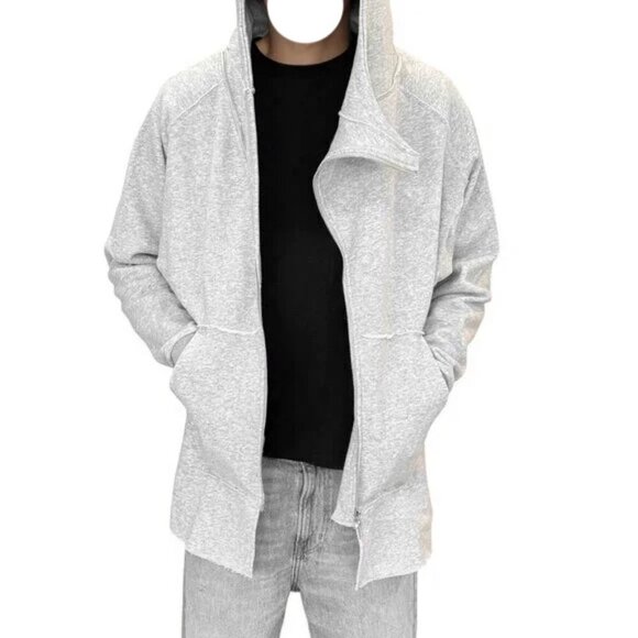 NWT JLUX LABEL MENS ASYMMETRIC GRAY ZIP-UP HOODIE SWEATSHIRT JACKET - Picture 1 of 10